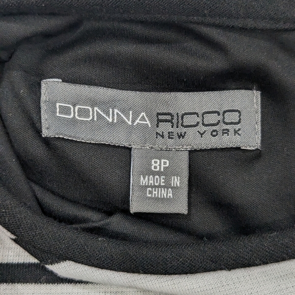 Donna Ricco black white striped sheath dress above knee length short sleeves 8P - Picture 9 of 11